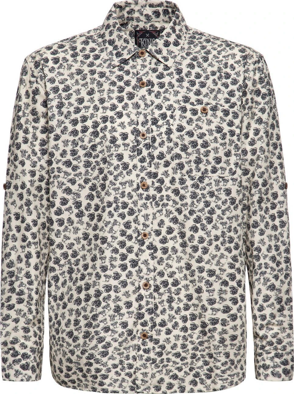 King Kerosin AOP shirt, off White, White, M