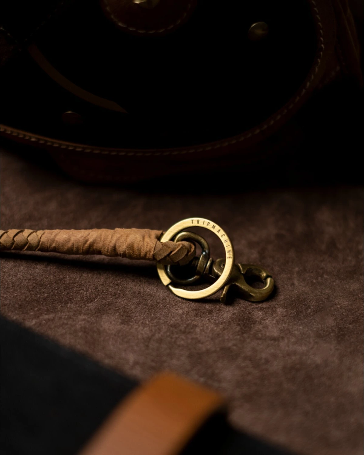 Trip Machine Braided key chain, tobacco