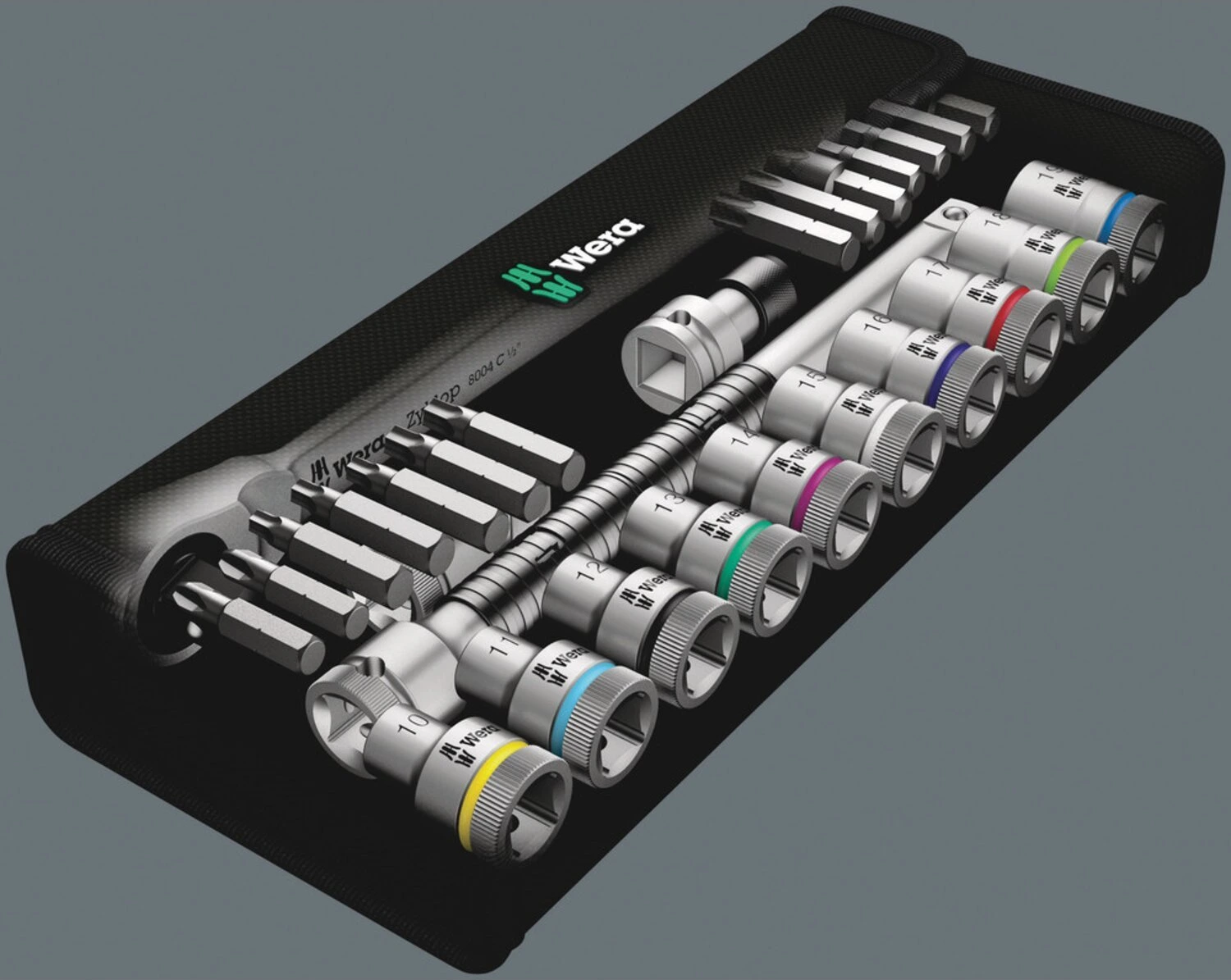 Wera Zyklop metal ratchet switch kit 1/2" drive Metric sizes, Chrome