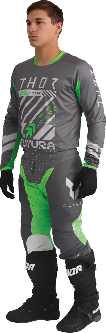 JERSEY LAUNCHMODE FUTURA CHAR/GRN S