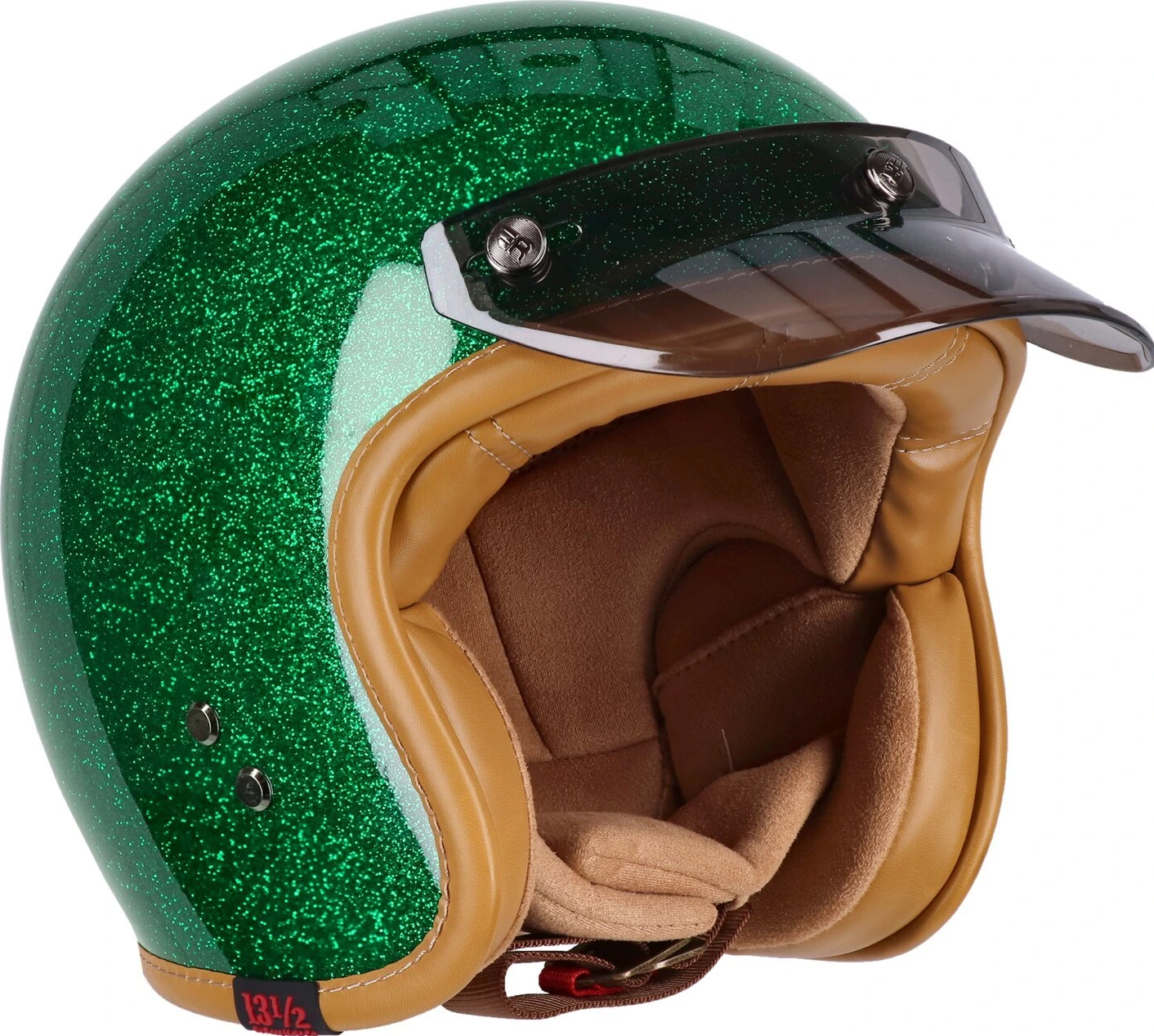 13 1/2 Skull bucket helmet Lucky clover, Green, M, Metal Flake