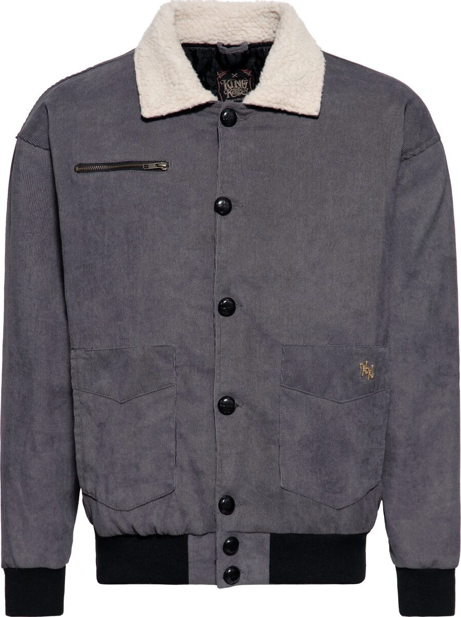 King Kerosin KK corduroy jacket, steel Gray, grey, S