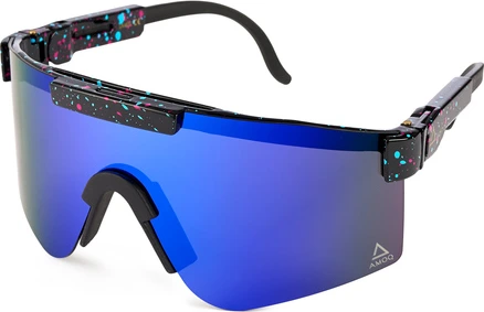 AMOQ Comet Sunglasses Black Splash - Blue Mirror