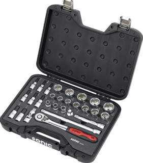 Sonic, combination socket set 1/2'', 28-piece. US/SAE sizes