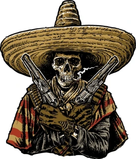 Down-n-Out Bandido Skull sticker