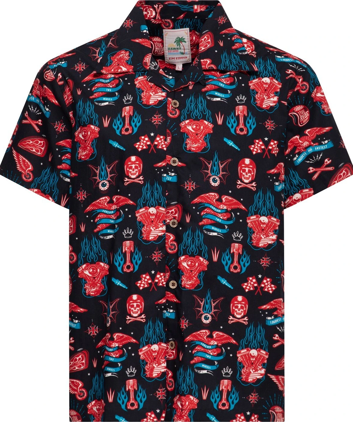 King Kerosin Kustom Kulture Hawaii shirt, Black, 2XL