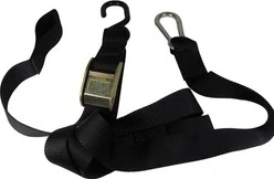 TMV Tvirtinimo diržai 1.5" su montavimo kilpa ir padengtu S-kabliu (2 vnt.) - Juoda