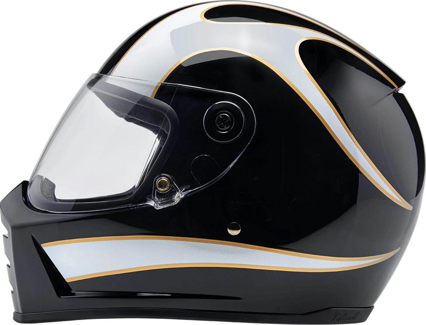 Biltwell Lane Splitter helmet, white flames Black, XS, Gloss