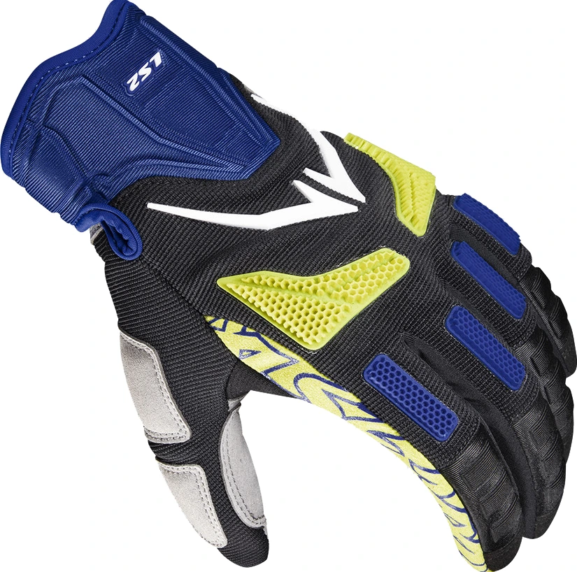 LS2 Ravin Man Gloves - Blue H-V Yellow, L