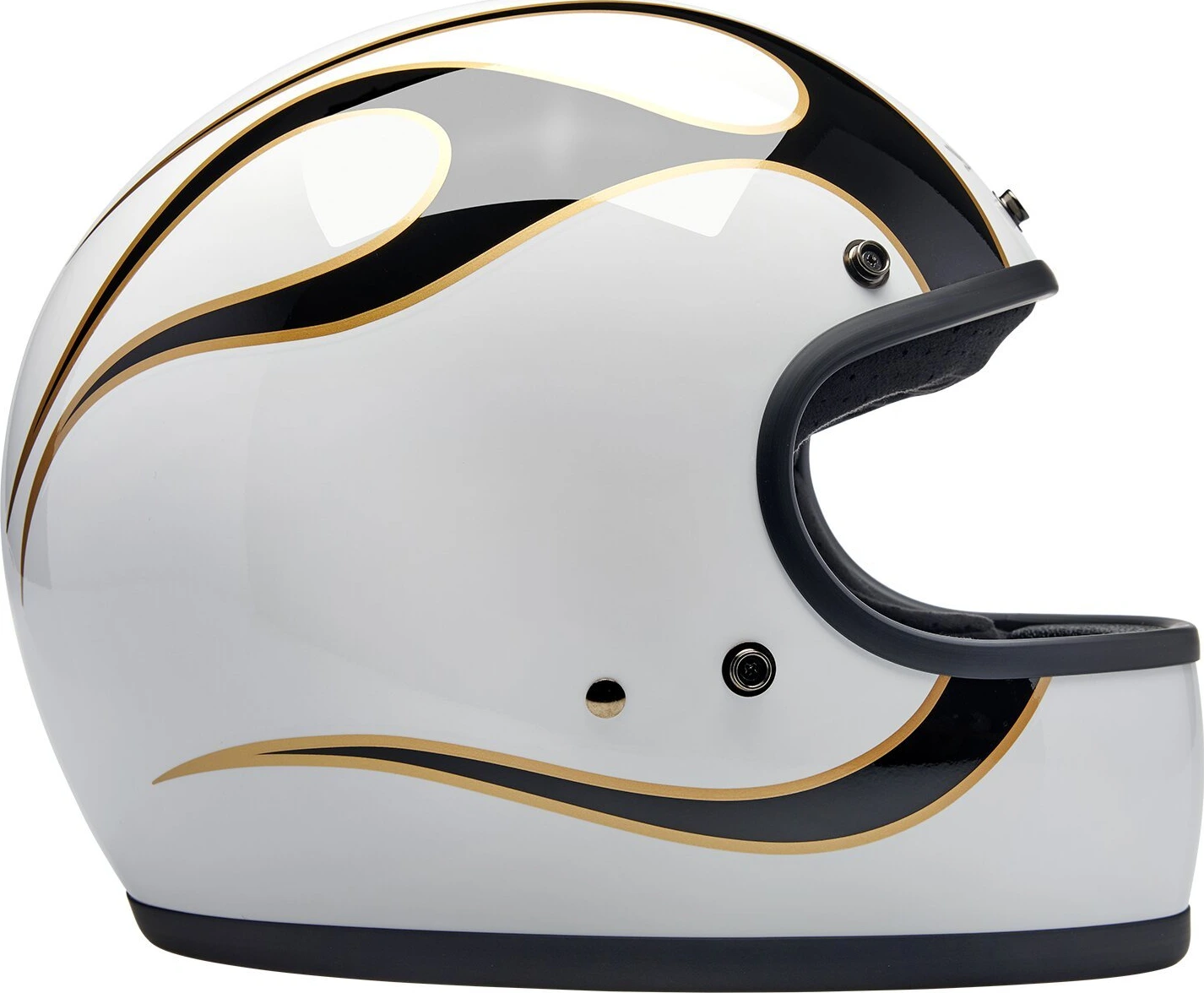 Biltwell Gringo helmet, White, black, flames White, XS, gloss