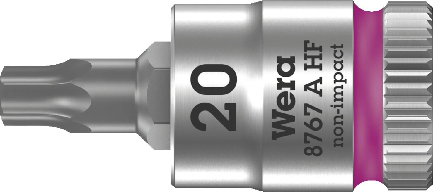 Wera Zyklop 1/4" Torx® socket bit with holding function, 28 mm, Chrome