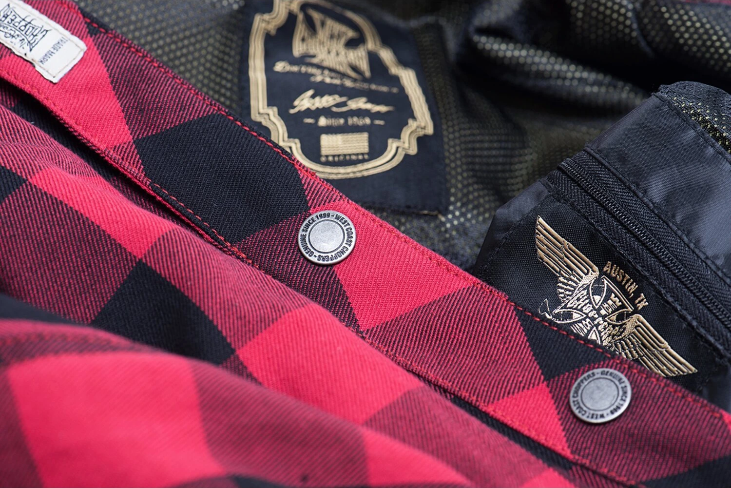 WCC Dominator riding flannel shirt red/black CE appr, storm grey black tracker Red, S