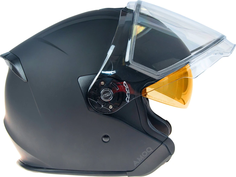 AMOQ Cluster double visor Jet Helmet Blackout, XS