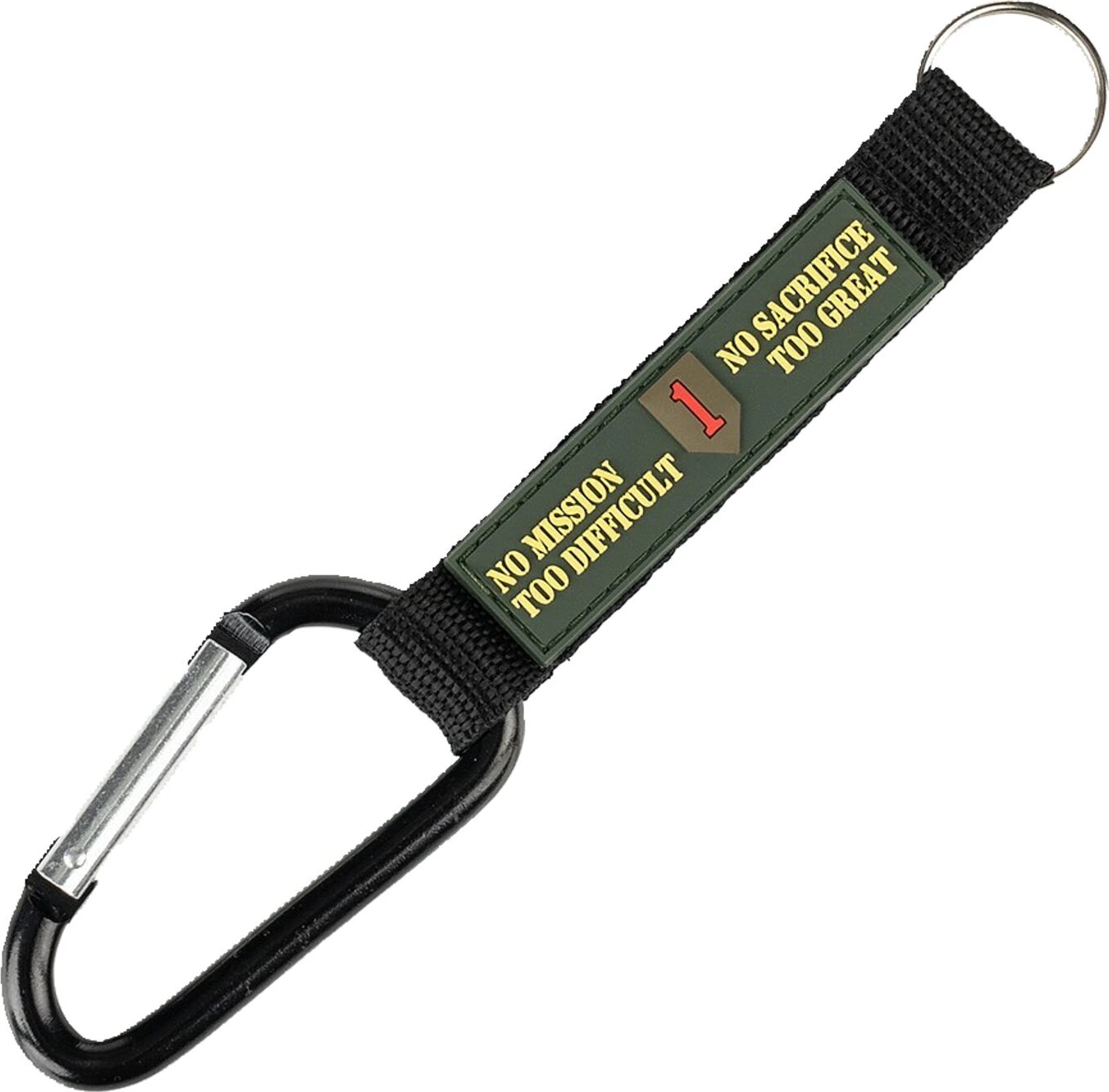 Army Surplus No Mission/Sacrifice carabiner hook, Silver