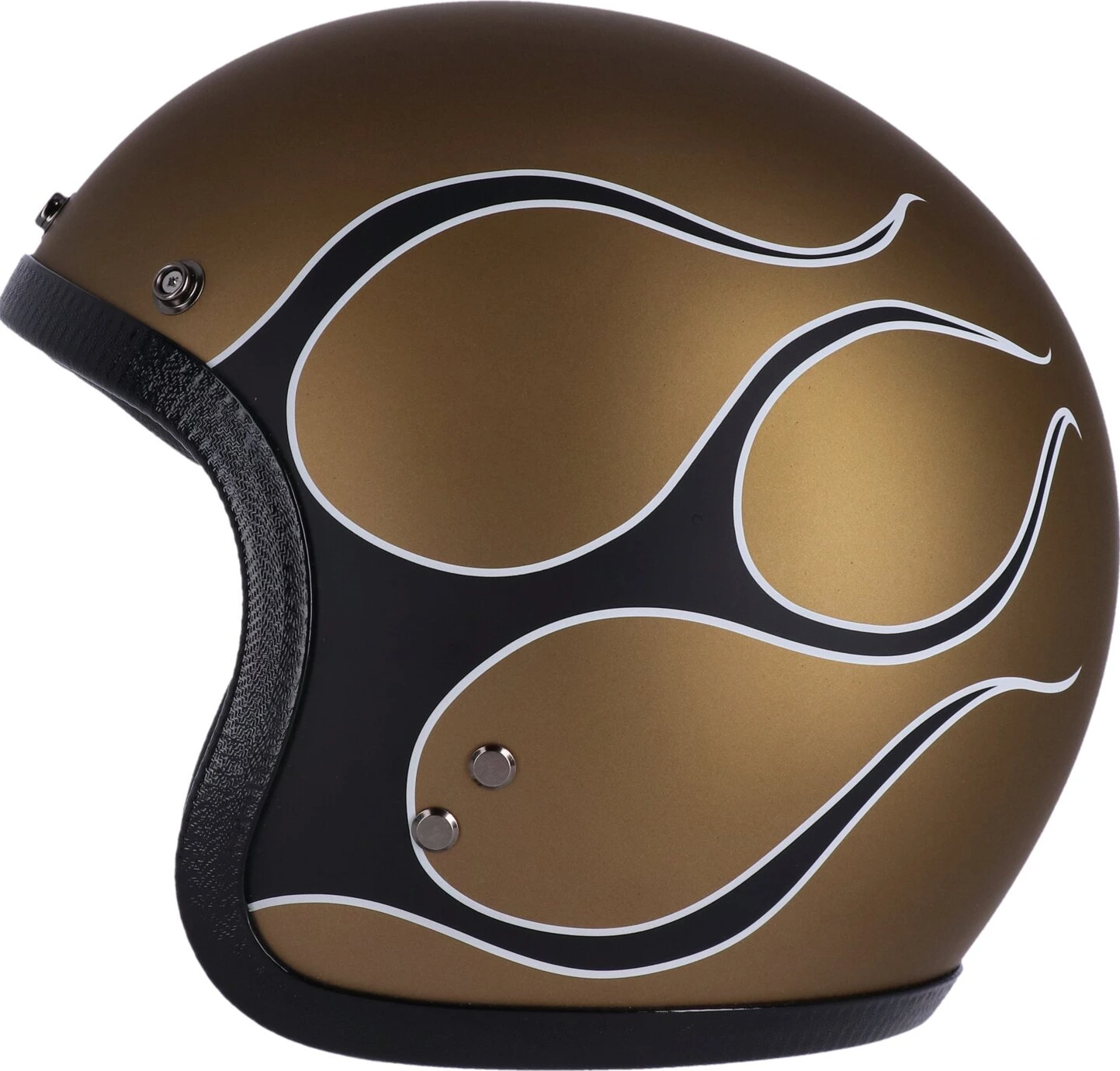 13 1/2 Skull bucket helmet, flames Gold, Gold, 2XL, matt