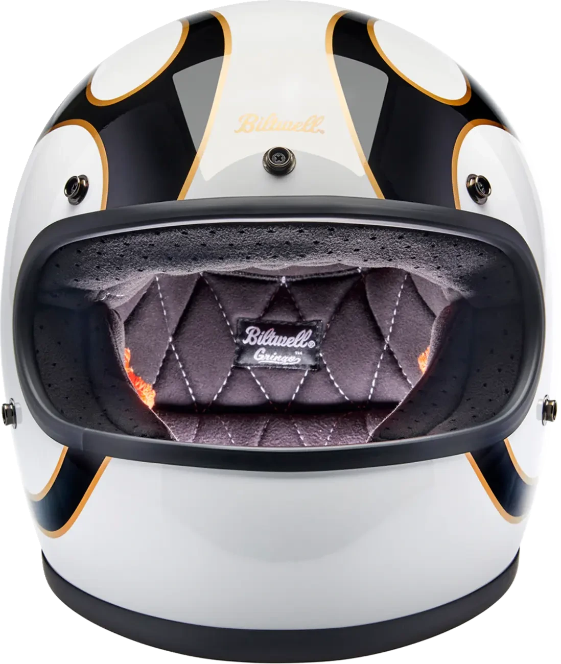 HELMET GRINGO GLOSS WHITE/BLACK W/ FLAMES FLAM MD