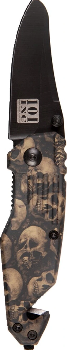 Knife skull & clip small, Black, brown