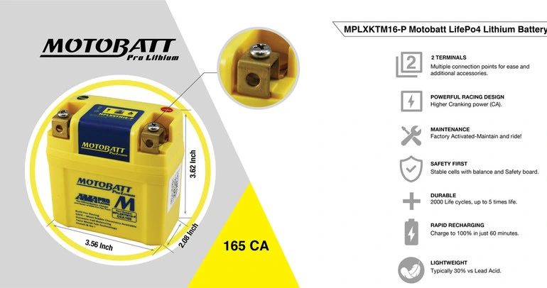 Литиевая батарея Motobatt MPLXKTM16-P (C22S)