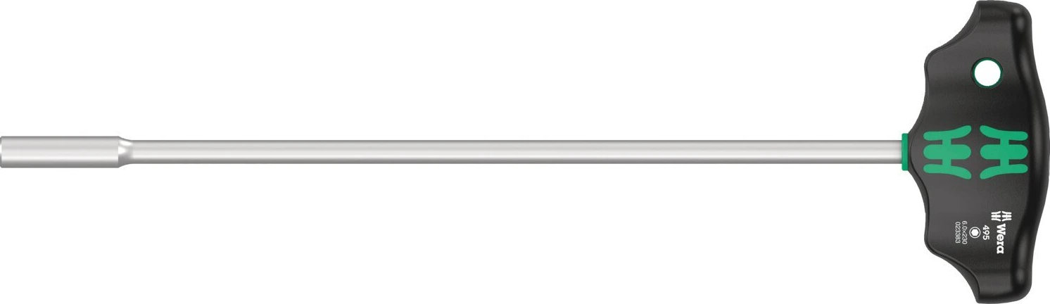 Wera T-handle nutspinner series 495 size 6, Gray, 6 mm, Chrome