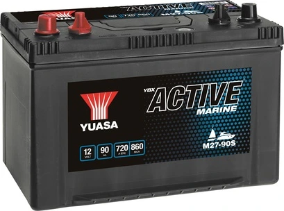 Yuasa M27-90S Aktyvus jūrinis paleidimo akumuliatorius 12V 90Ah 720A Pastaba: Padėklo krovinys (15)
