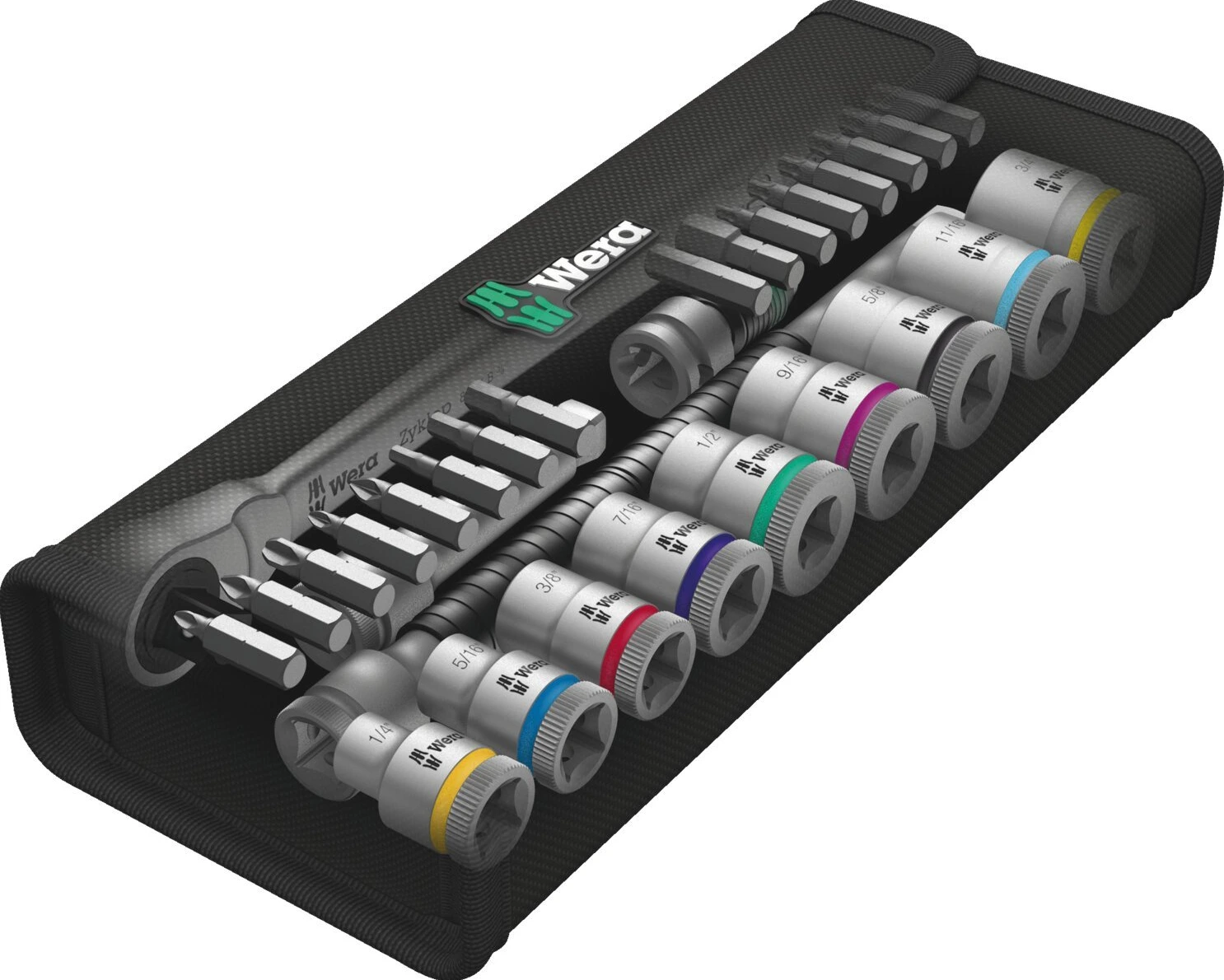 Wera Zyklop metal ratchet switch kit 3/8" drive - US sizes, Chrome