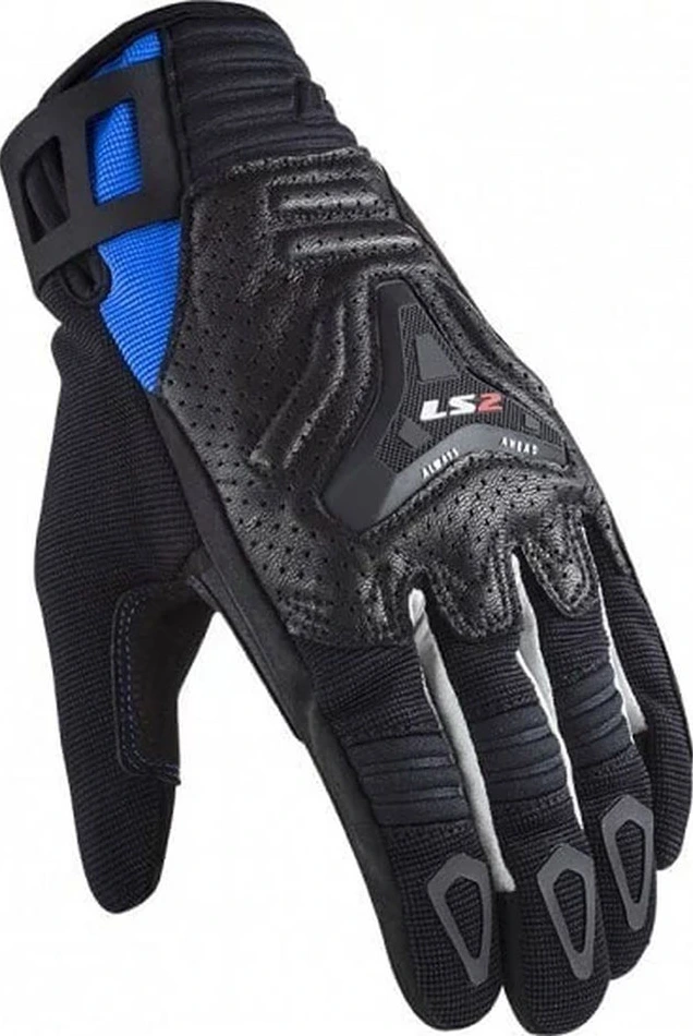 LS2 All Terrain Man Gloves - Black Blue, M