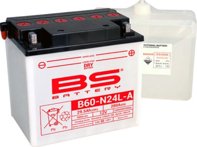 BS Battery B60-N24L-A (cp) Parastā sausā uzlādētā