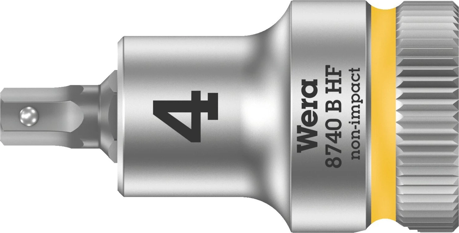 Wera Zyklop 3/8" Hex socket bit with holding function Metric, 4 mm, Brushed