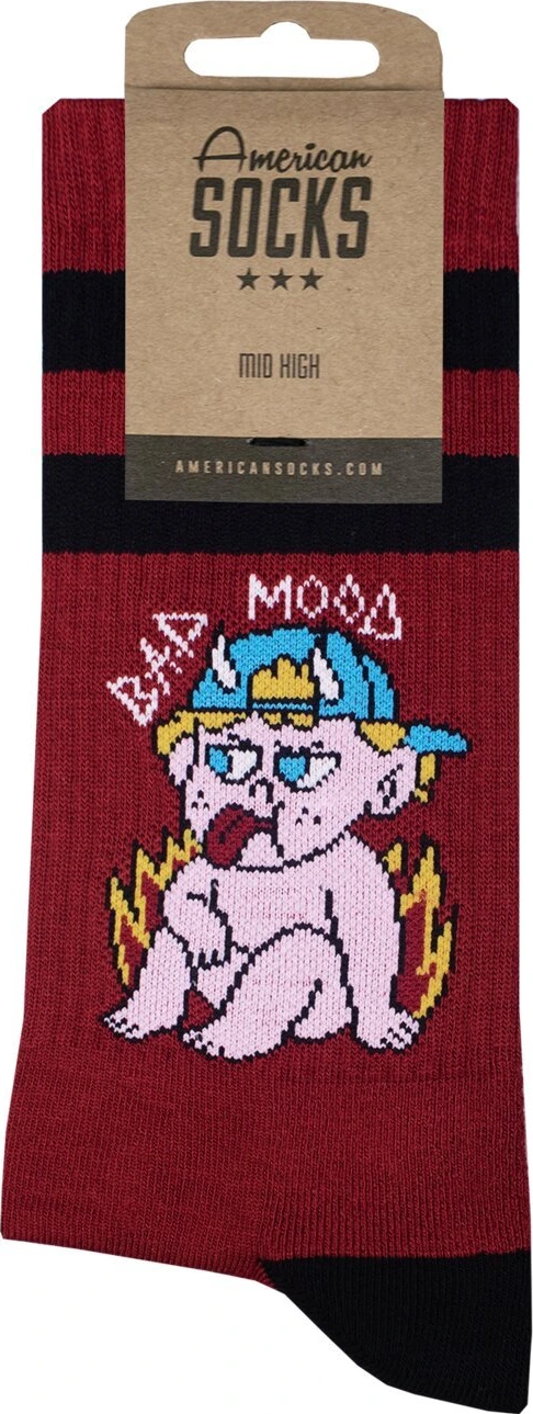 American Socks Bad Mood Mid High socks, Red, One size fits most