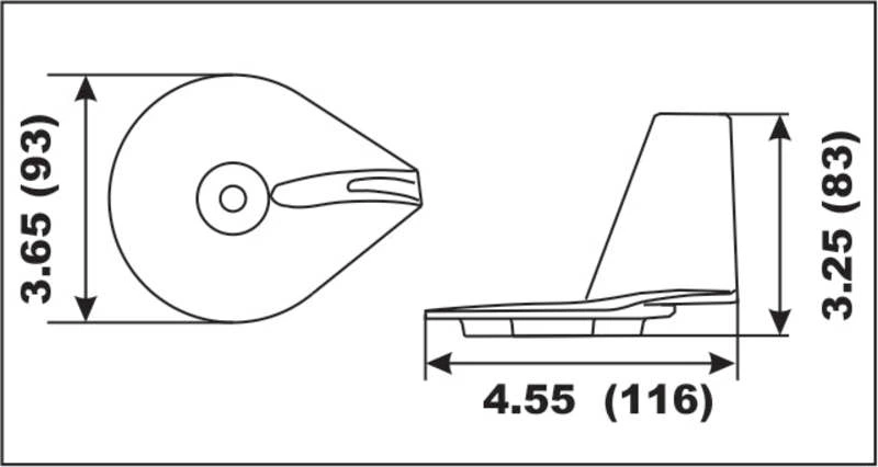 Anode alu Trim Tab Mercury 25-50HP
