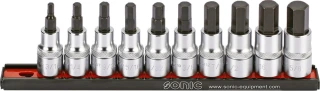 Sonic, hex bit socket rail set 1/2". 10-piece. US/SAE