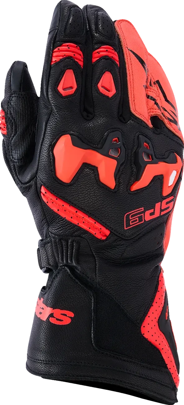 GLOVE SP-9 BLACK/RED FLUO S