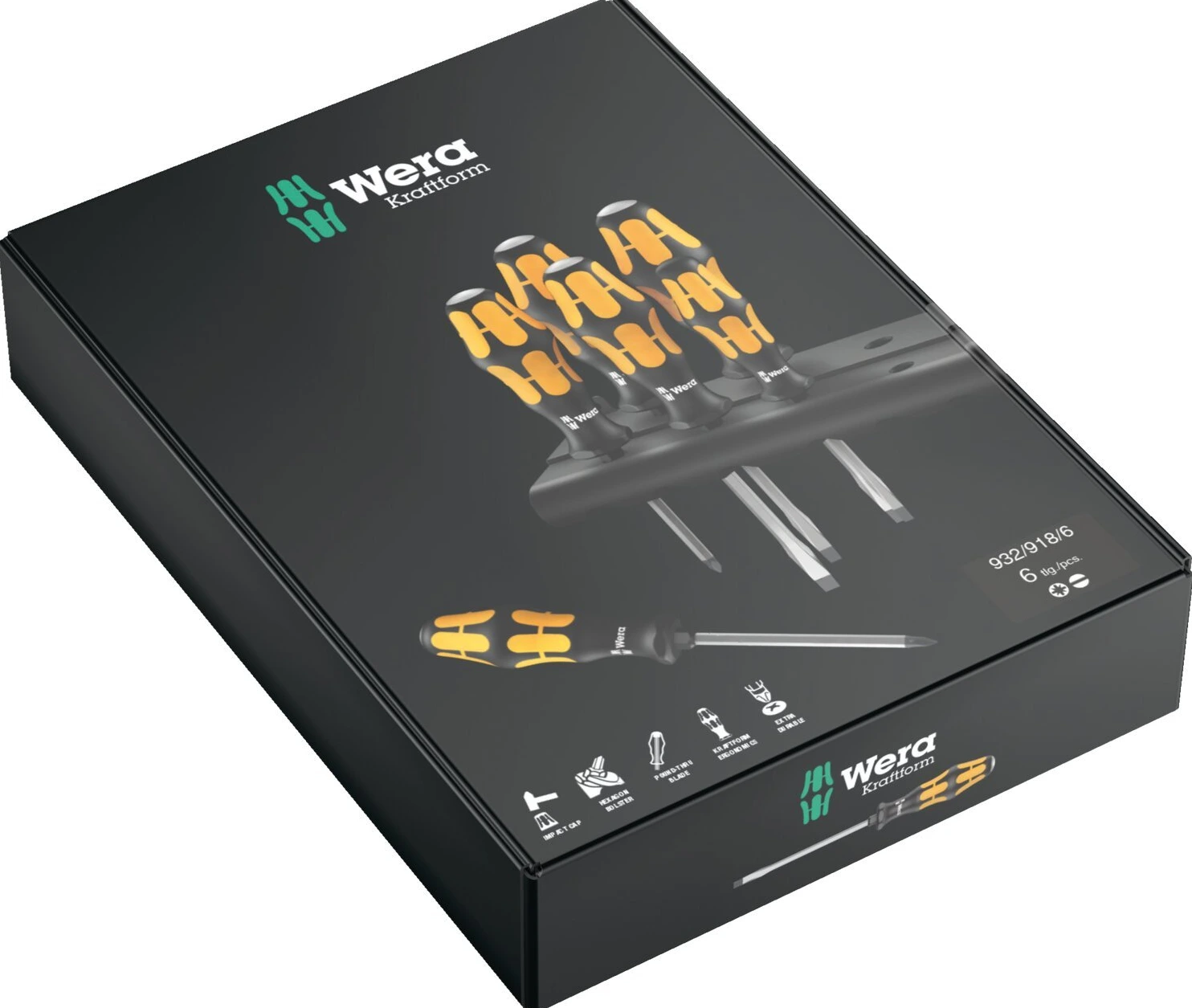 Wera screwdriver set Kraftform chisel Series 900, Black