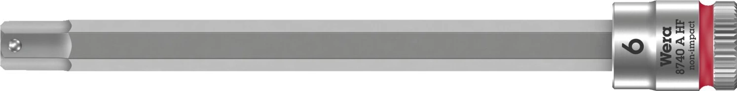 Wera Zyklop 1/4" Hex socket bit w/ holding function - Metric, 6 mm, Brushed