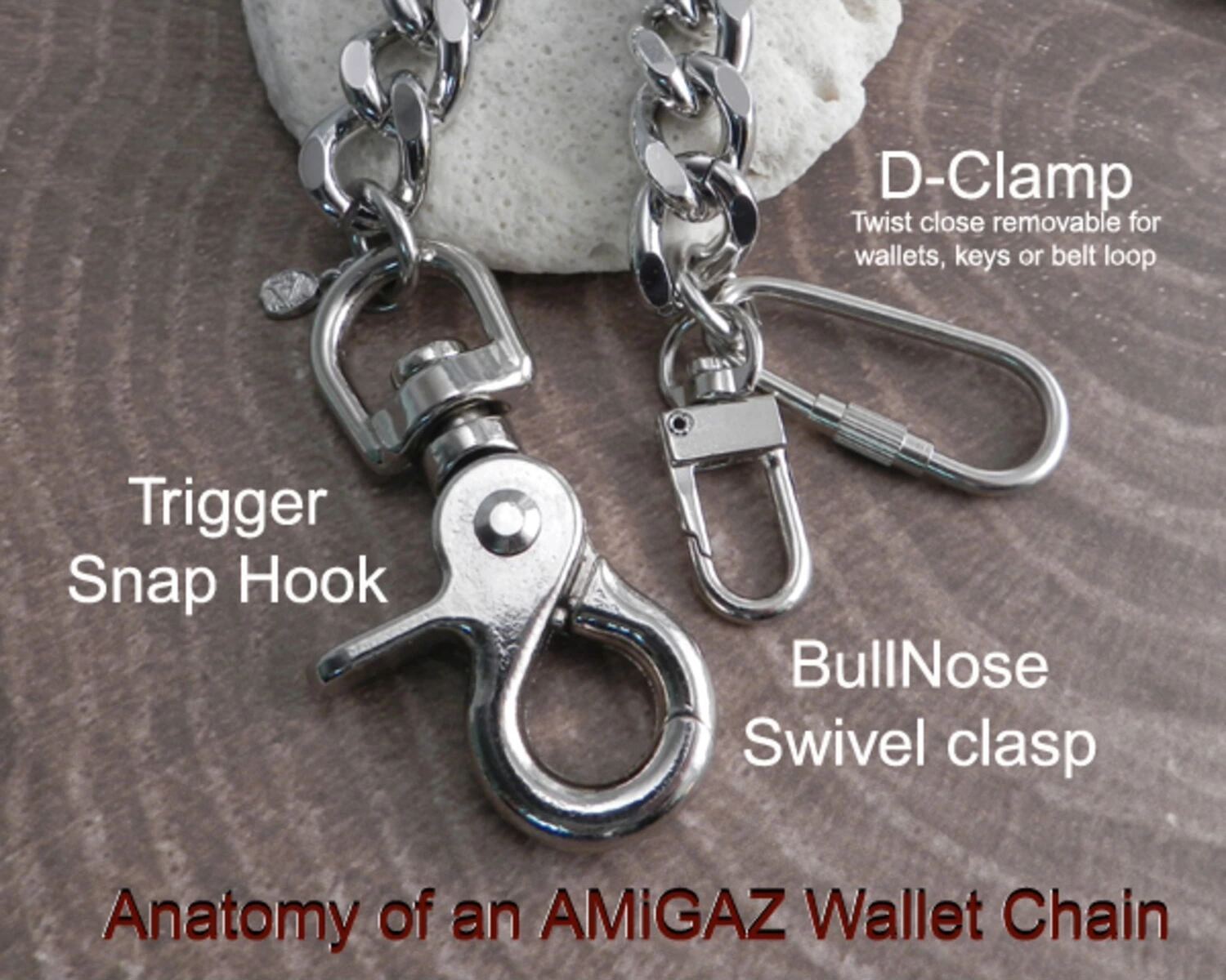 Amigaz Double Ring Wallet Chain 22", Silver