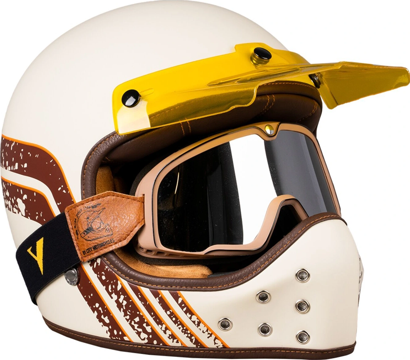 By City The Rock helmet, stripe Beige, L, Matte