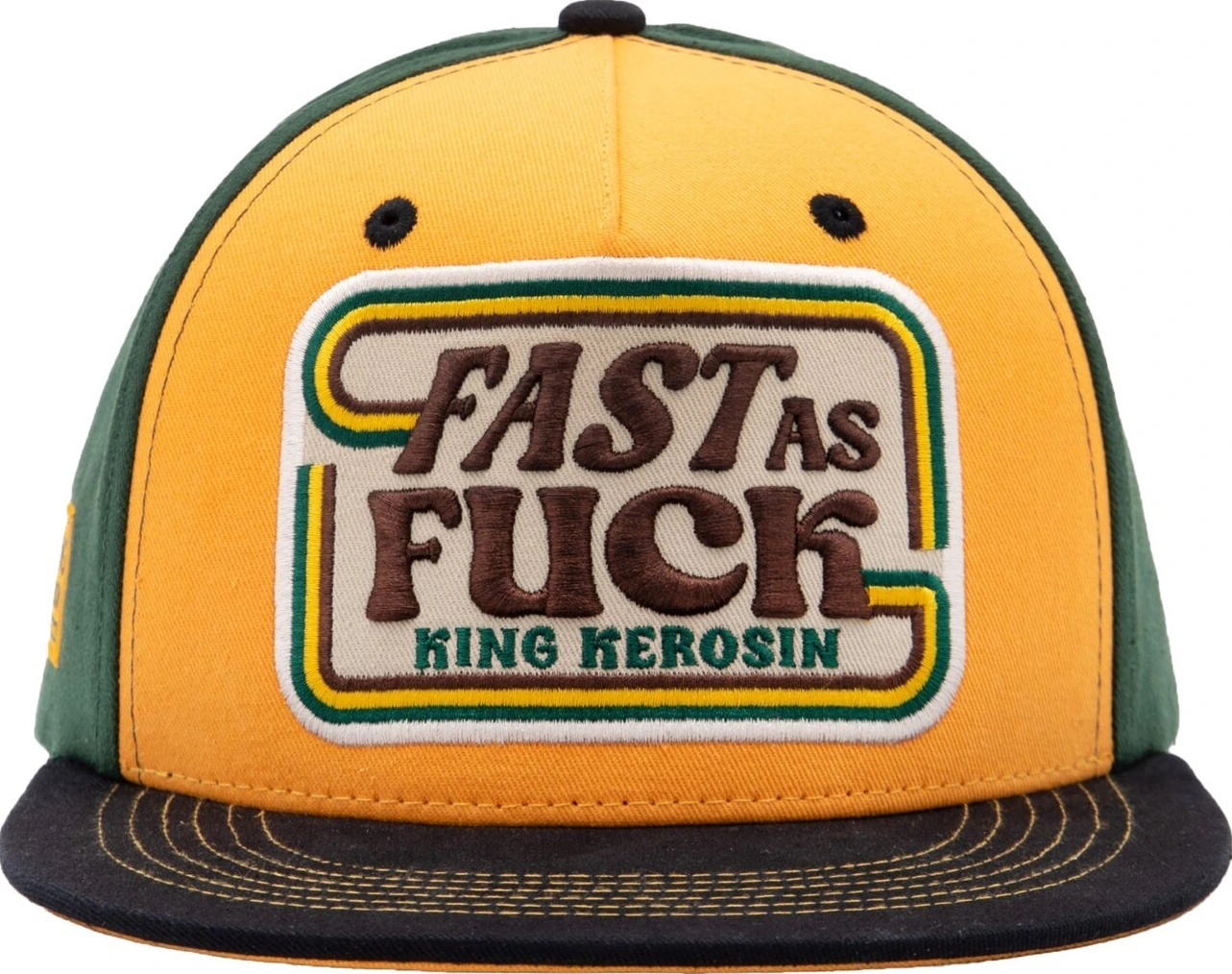 King Kerosin Fast As Fuck flat cap, black, Yellow