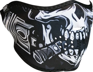Black, Gray, White / Skull / Half Mask