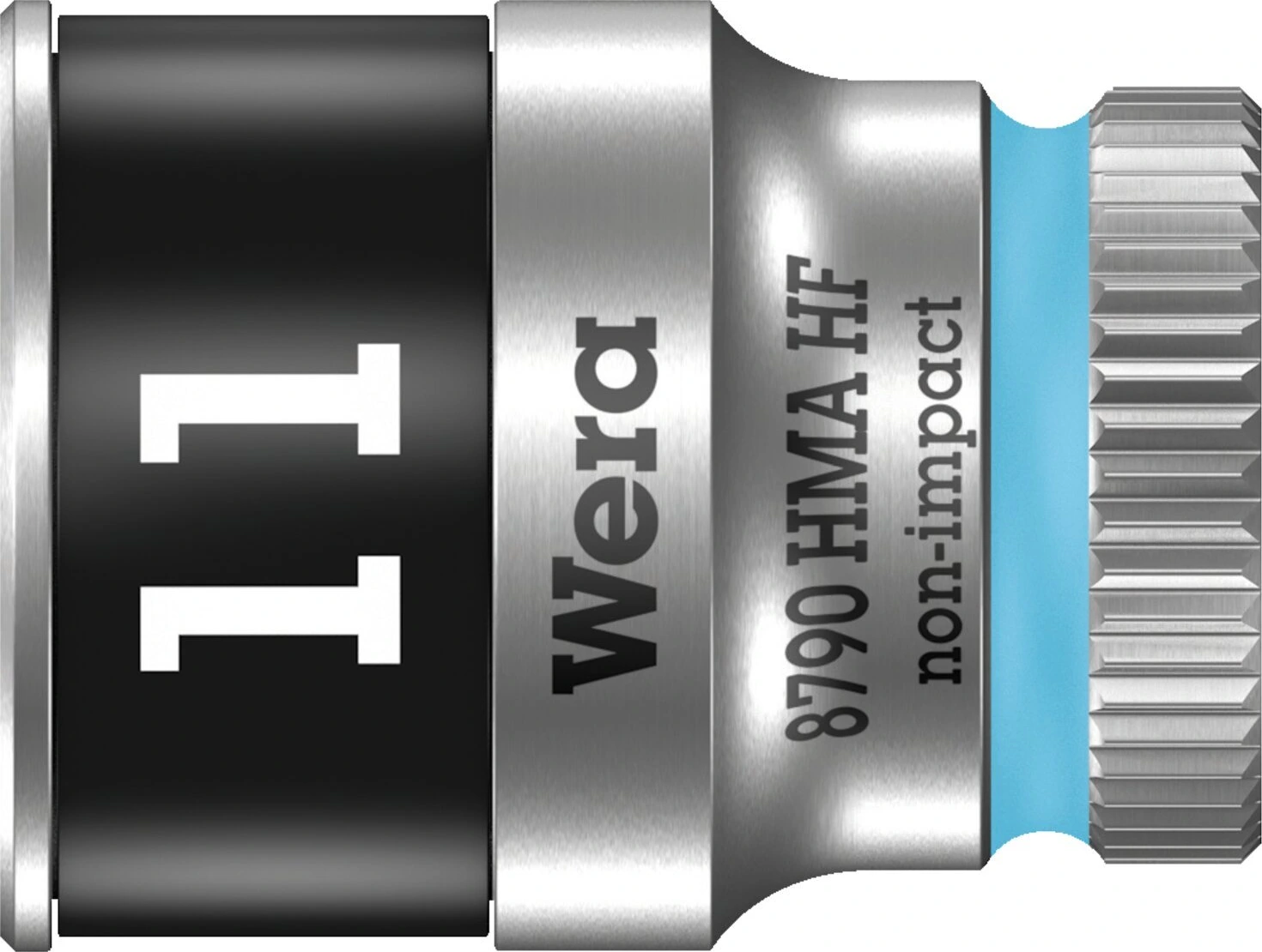 Wera Zyklop 1/4" socket with holding function - Metric 11.0, Blue, 11 mm, Chrome