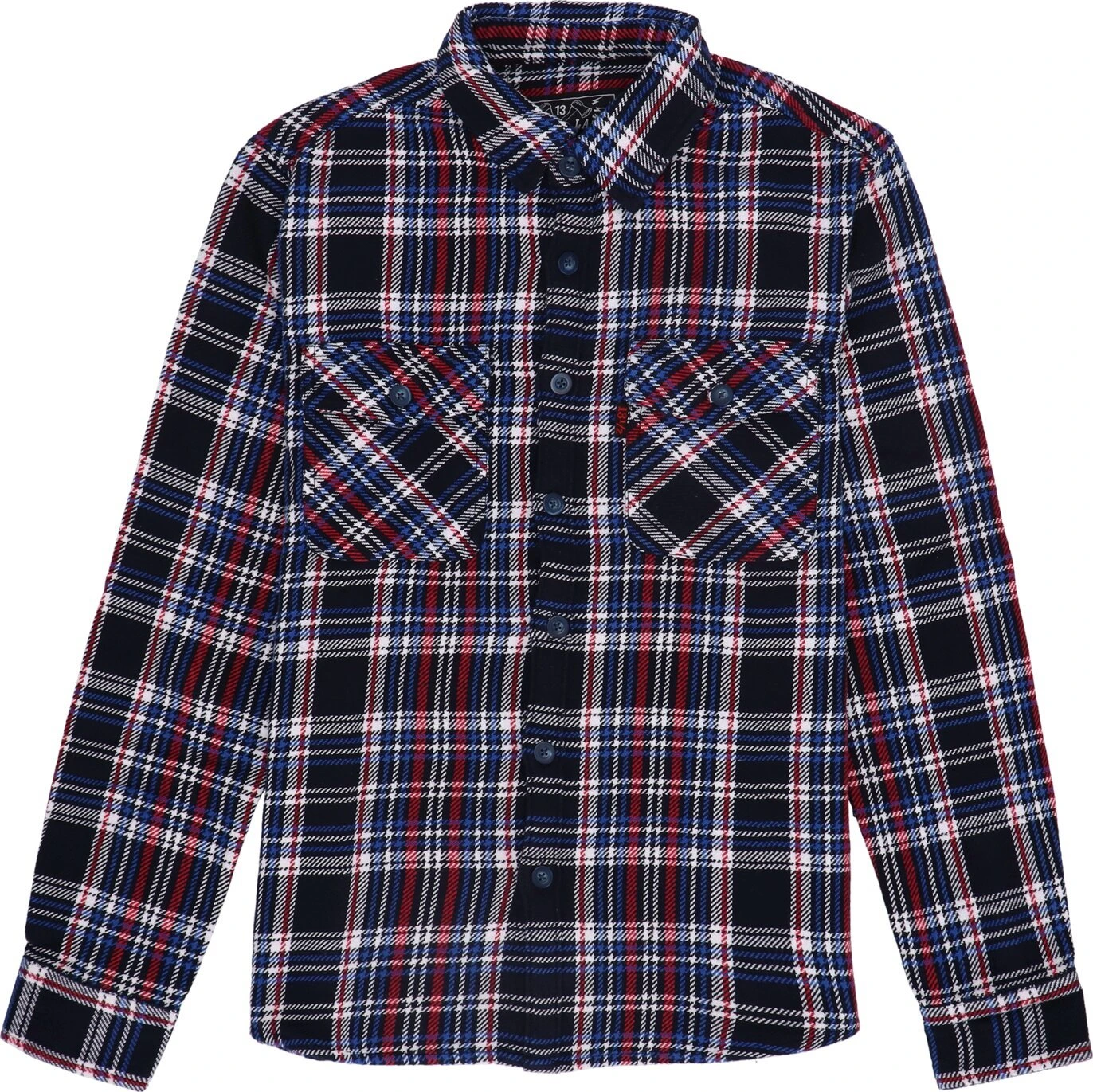 13 1/2 Woodland check shirt navy/red