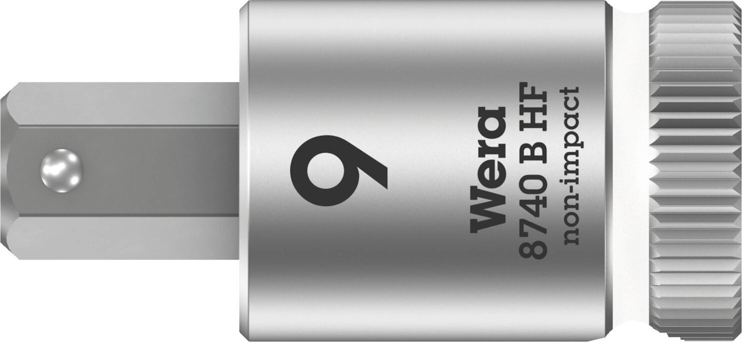 Wera Zyklop 3/8" Hex socket bit with holding function Metric, 9 mm, Brushed