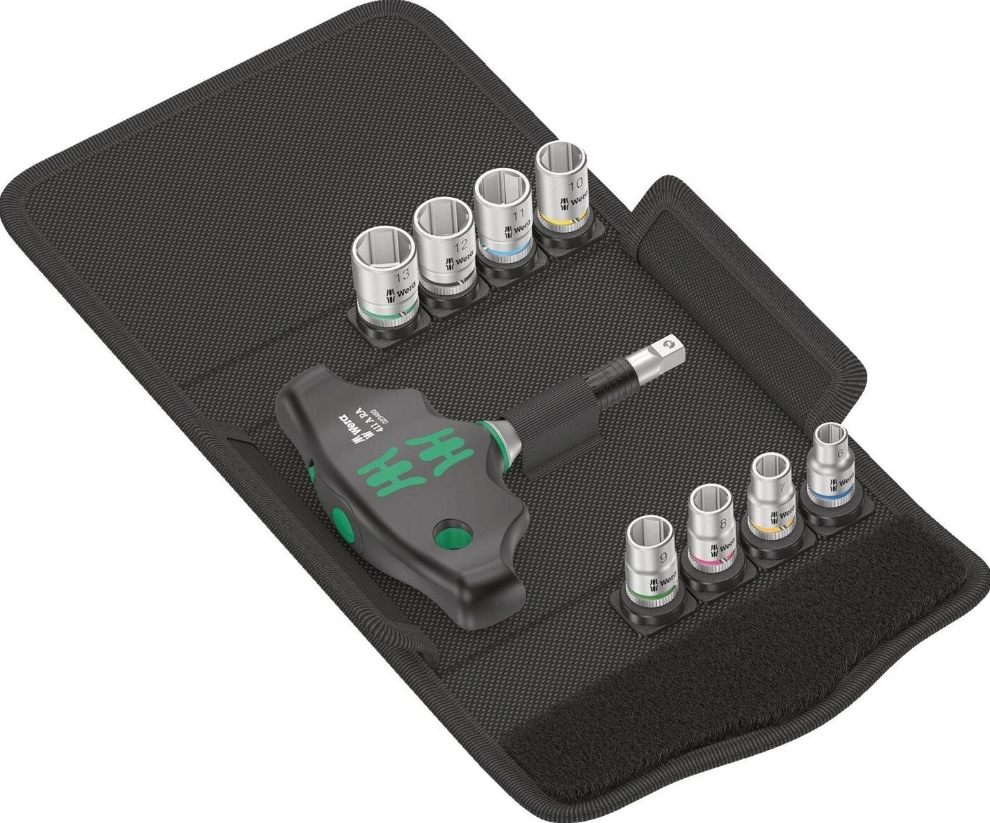 Wera, Kraftform Kompact 400 RA. 1/4" drive. Metric sizes, Black