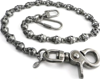 Amigaz Flat Skull Pewter Wallet Chain 16"