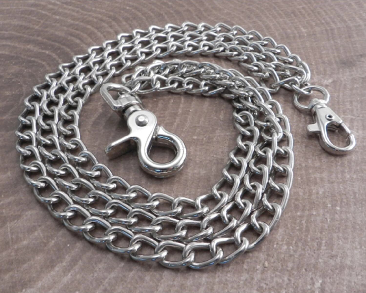 Amigaz Splicer Chrome Triple Wallet Chain, Silver