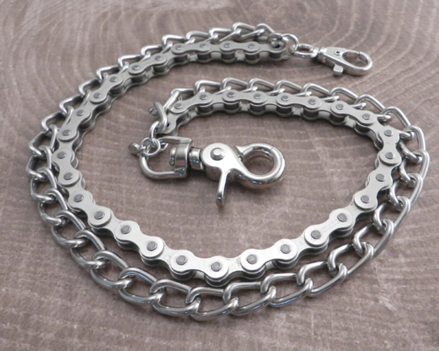 Amigaz Bike Chain & Shackle Double Wallet Chain, Silver