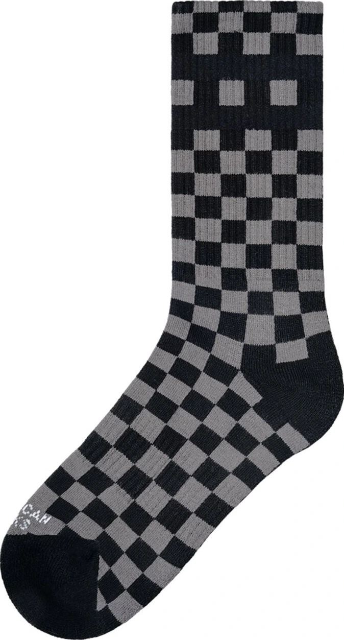 American Socks Checkerboard Mid High classic socks, Gray, One size fits most
