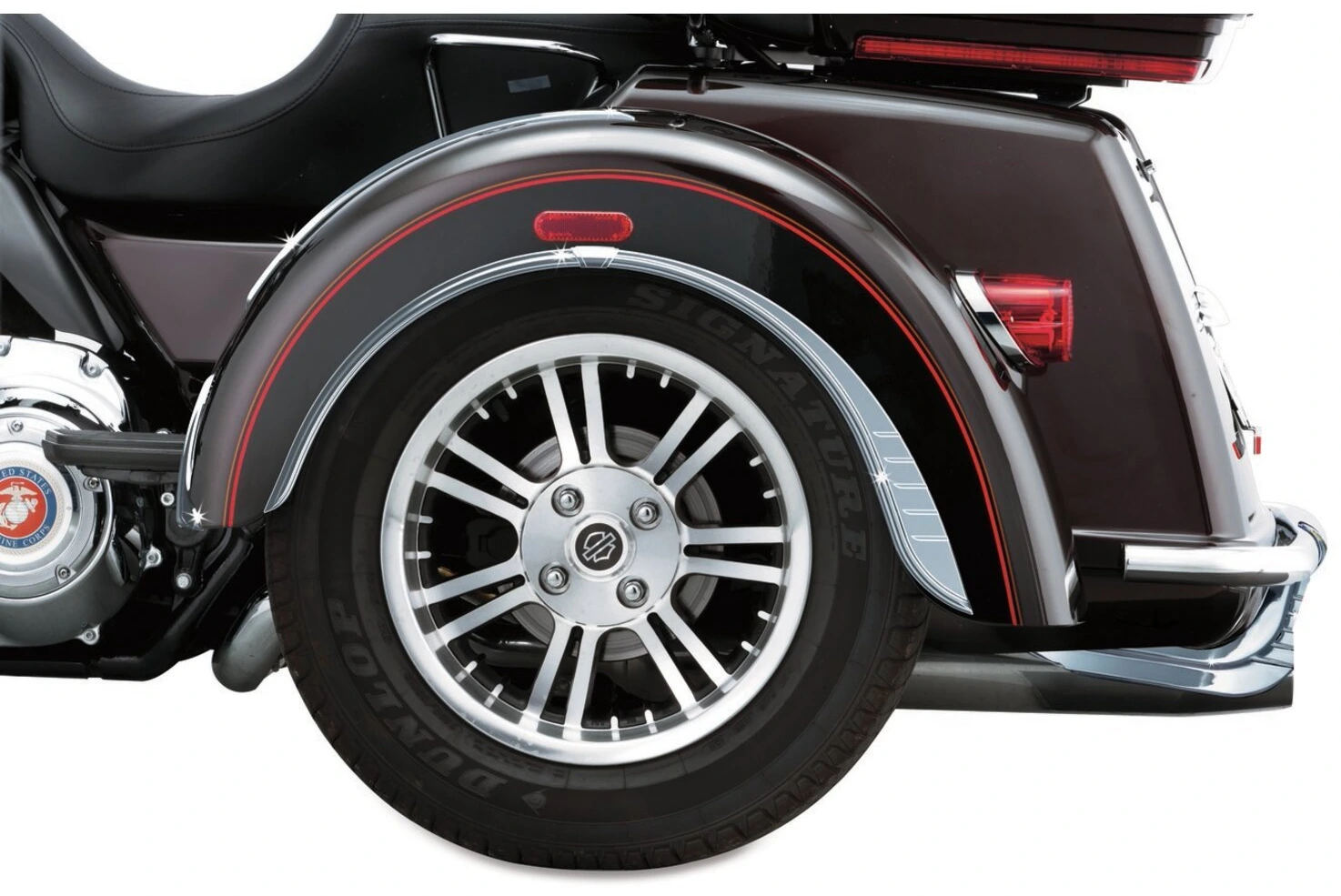 Kuryakyn, Trike rear fender accents, Unpainted, Chrome