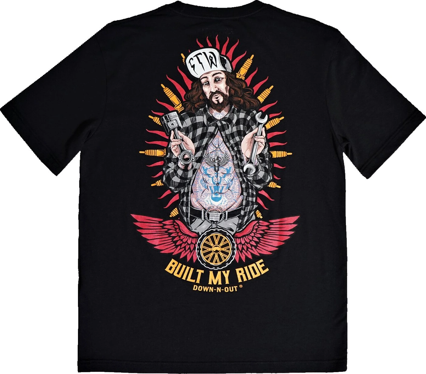 Down-n-Out Built my Ride t-shirt, Black, M