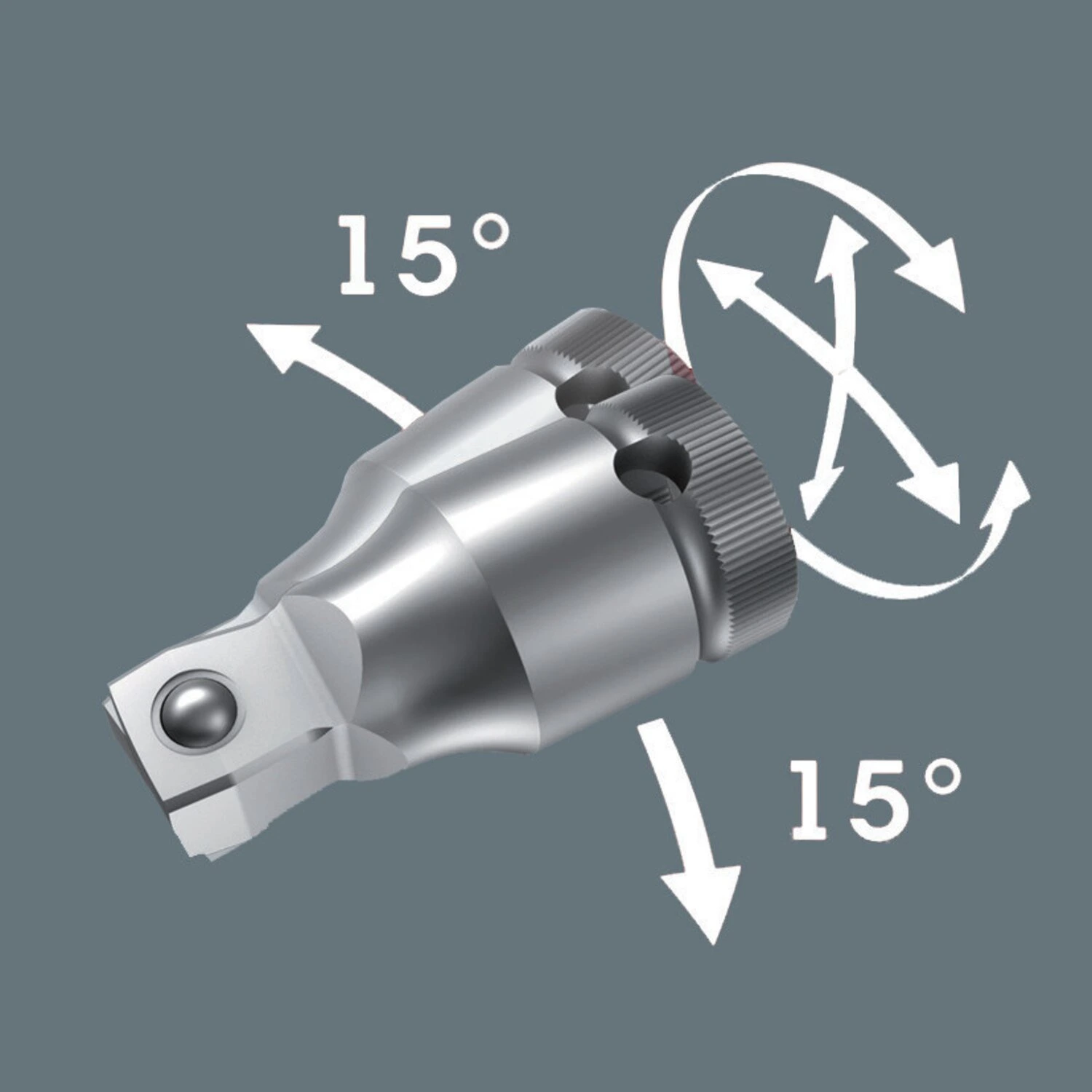 Wera Zyklop 3/8" wobble extension, 76 mm, Chrome