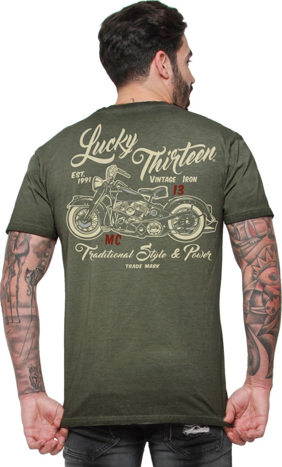 Lucky 13 Vintage Iron t-shirt, retro Green, Green, 2XL